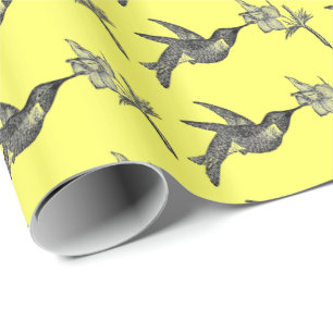 Vintage Kolibri- und Blumengeschenkverpackungspapi Geschenkpapier