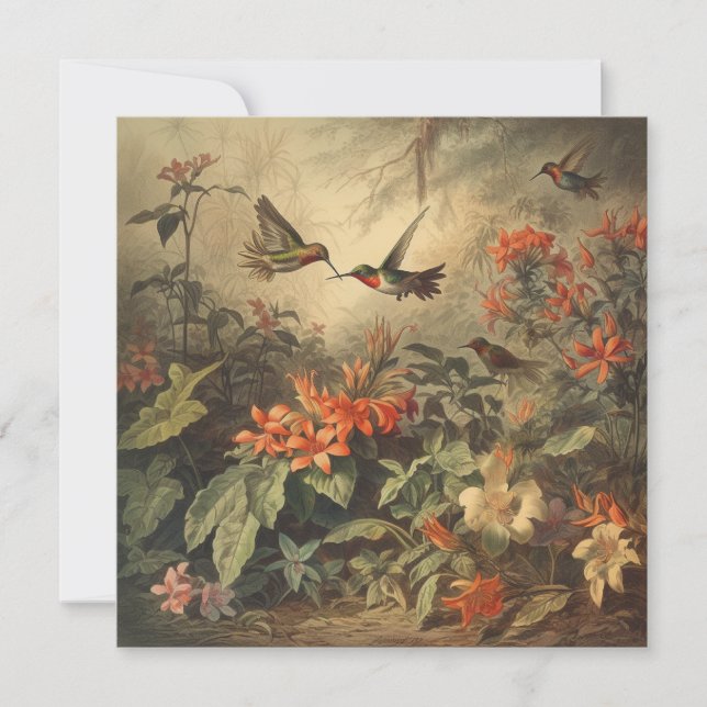 Vintage Kolibris und Blume (Vorderseite)