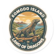Vintage Komodo Island National Park Indonesia Retr