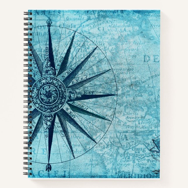 Vintage Kompass-Karte Notizbuch (Vorderseite)