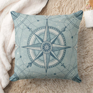 Vintage-Kompass Nahtloses Nautilus-Muster (2) Kissen