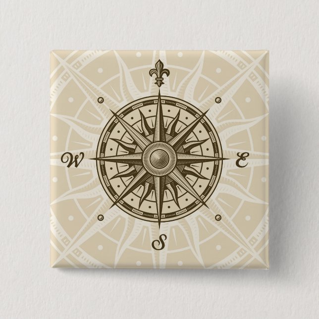 Vintage Kompass-Rose Button (Vorderseite)