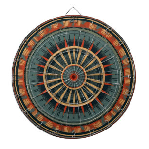 Vintage Kompassrose Geometrischer Sonnenburst Dartscheibe