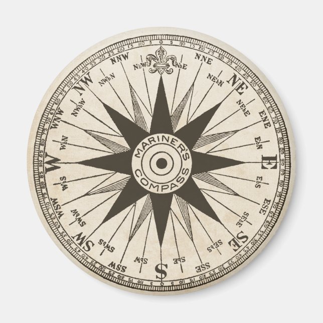 Vintage-Kompassrose-Magnet Magnet (Vorne)