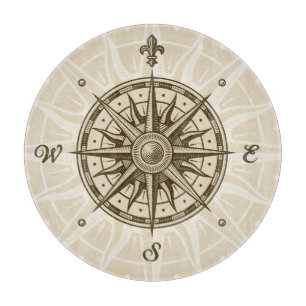 Vintage Kompassrose Schneidebrett