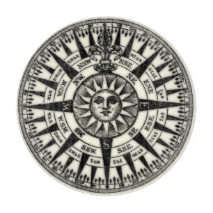 Vintage Kompassrose Sonne Schneidebrett