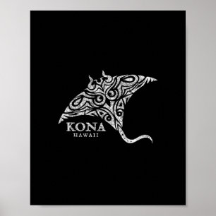 Vintage Kona Hawaii Manta Ray Jungen Mädchen Souve Poster