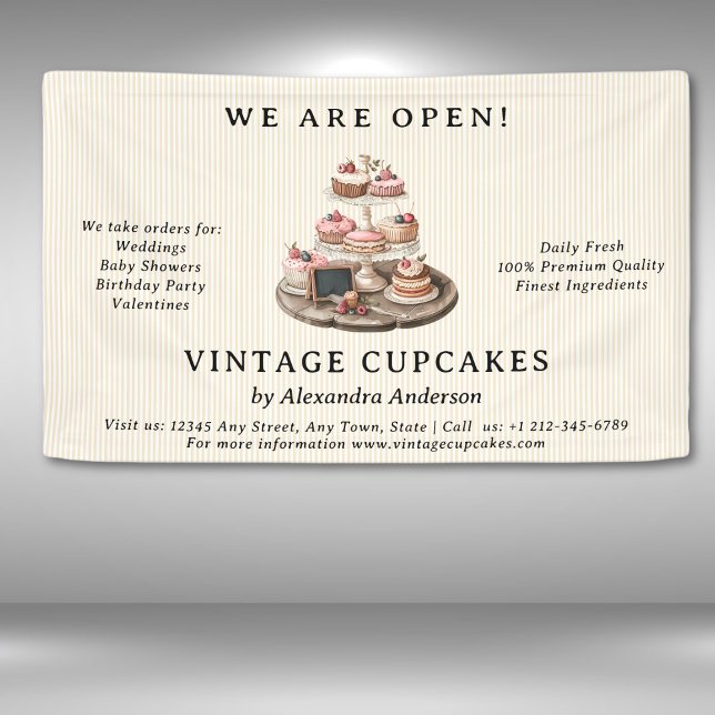 Vintage Konditorei Cupcake Süßigkeiten Banner (Vintage Cupcake Bakery Pastry Sweets Banner)