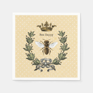 Vintage Königin Bee Happy 3 Serviette