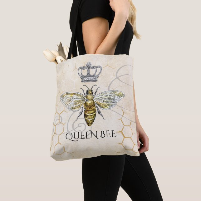 Vintage Königin Bee Royal Crown Honeycomb Beige Tasche (Von Nahem)