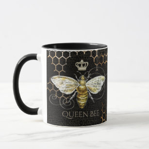 Vintage Königin Bee Royal Crown Honeycomb Black Tasse