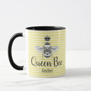 Vintage Königin Biene & Streifen Personalisiert Tasse