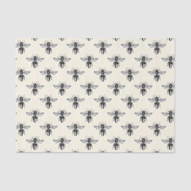 Vintage Königin Honeybee Apiary Pattern Nature Lov Seidenpapier (Vorderseite)