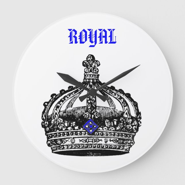 Vintage königliche Krone Große Wanduhr (Vorderseite)