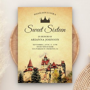 Vintage Königliches Märchenschloss Sweet Sixteen Einladung