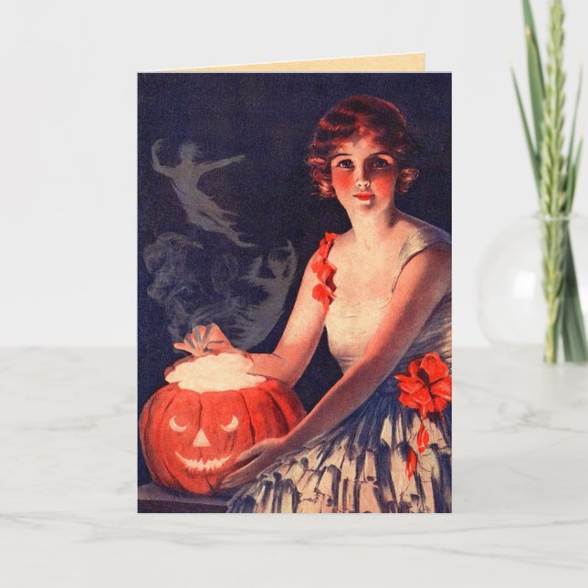 Vintage Konjuring Spirits Halloween Karte (Vorderseite)