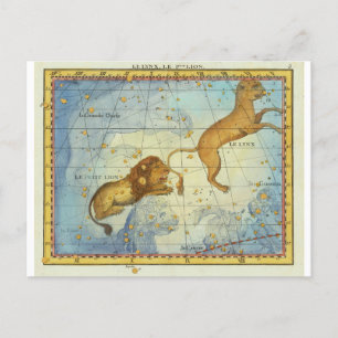 Vintage Konstellation Leo Postkarte