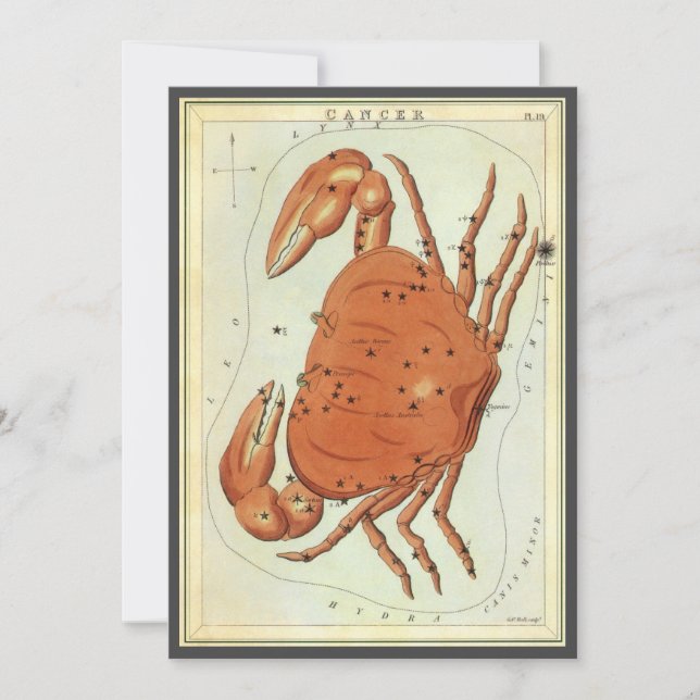 Vintage Konstellation von Krebserkrankungen, Urani Einladung (Vorderseite)