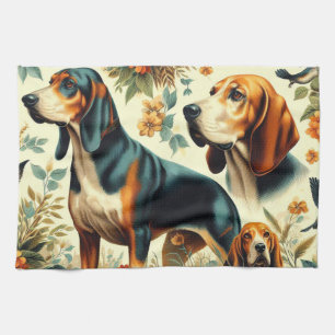Vintage Kontonhunde Nahtlose Malerei Geschirrtuch