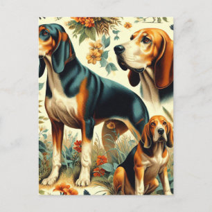 Vintage Kontonhunde Nahtlose Malerei Postkarte