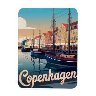 Vintage Kopenhagen farbenfrohe Häuser Boote Gesche Magnet