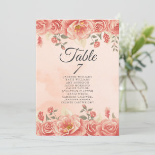 Vintage Korallen Rose Peach Wedding Seating Chart