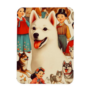 Vintage koreanische Jindo-Illustration Magnet