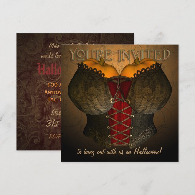 Vintage Korsett Halloween Kostümbildsche Party Ein Einladung (Vorne/Hinten)