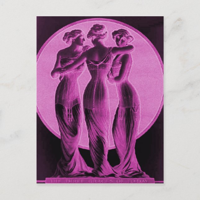 Vintage Korsetts, drei grau rosa Postkarte (Vorderseite)