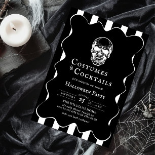 Vintage Kostüme Cocktails Halloween-Party Einladung