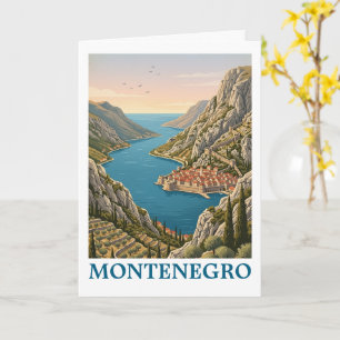 Vintage Kotor-Bucht Montenegro Balkan Landschaft Karte