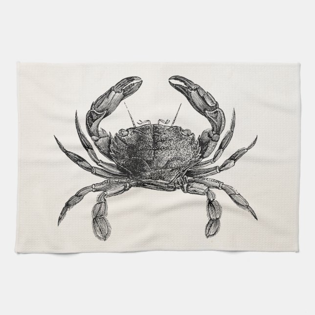 Vintage Krabben-Antike kratzt personalisierte Handtuch (Horizontal)