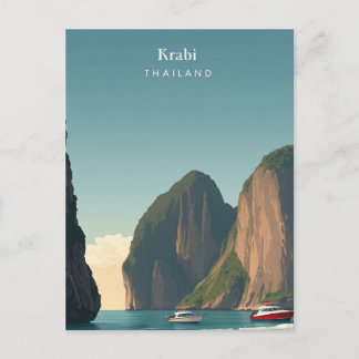 Vintage Krabi Thailand Travel illustration Postkarte