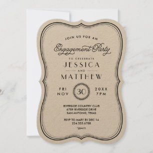 Vintage Kraft Art Deco Engagement Party Einladung