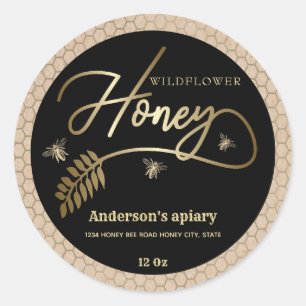 Vintage Kraft en or bee miel jargon Étiquette