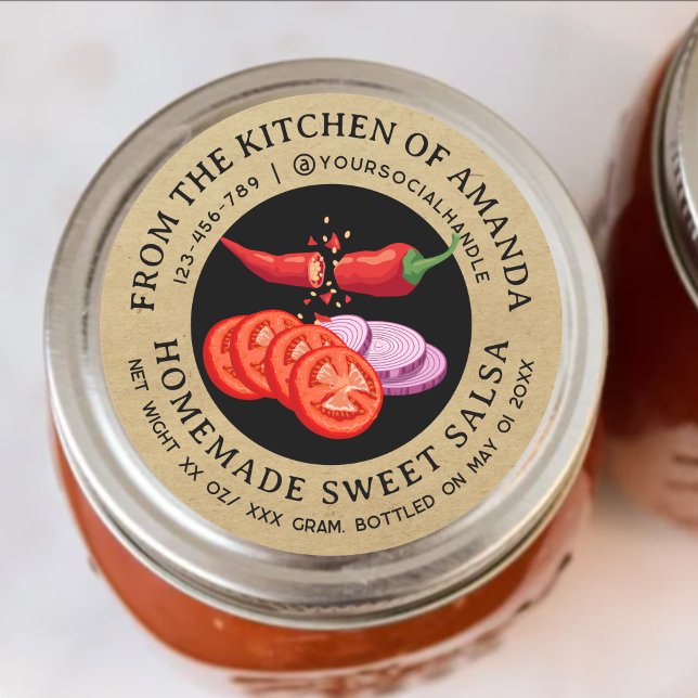 Vintage Kraft-Homemade-Tomatensalsa-Label Runder Aufkleber (Von Creator hochgeladen)