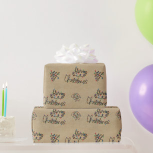 Vintage Kraft Weihnachtsbeleuchtung Geschenkpapier