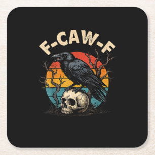 Vintage Krähe F-Caw-F Rabe Vogel Humor Meme Lustig Rechteckiger Pappuntersetzer