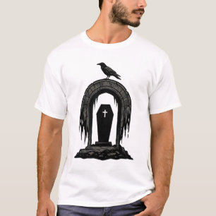 Vintage-Krähen-Friedhofs-Grab-Silhouette-Shirt-Des T-Shirt