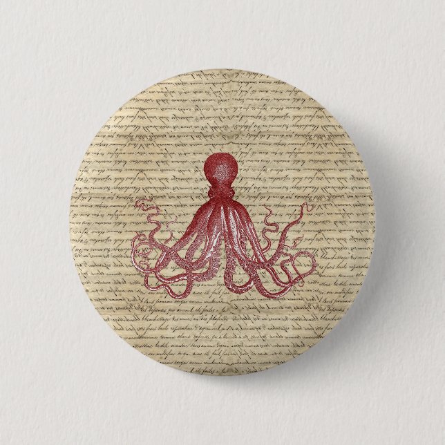 Vintage Krake Button (Vorderseite)
