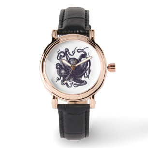 Vintage Kraken-Illustration Armbanduhr