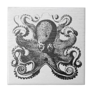 Vintage Kraken Octopus - Maritime Kunst Fliese