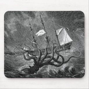 Vintage Kraken Riesenkrake Meerungeheuer Mousepad