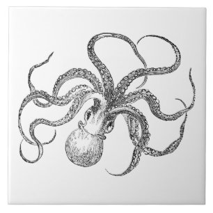 Vintage Kraken-Schablone Fliese