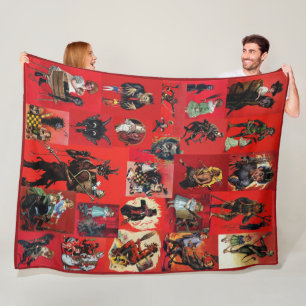 Vintage-Krampus-Collage Fleecedecke
