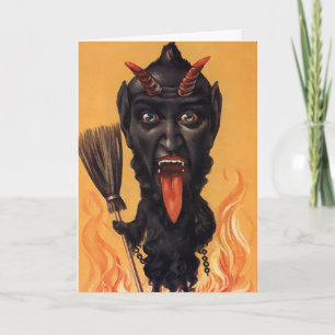 Vintage Krampus Devil Weihnachtskarte Feiertagskarte