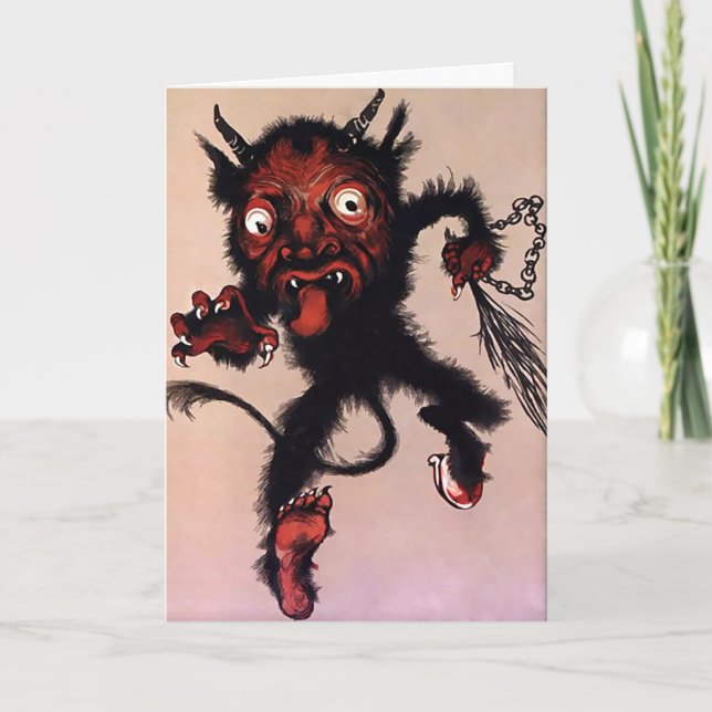 Vintage Krampus Devil Weihnachtskarte Feiertagskarte (Vorderseite)