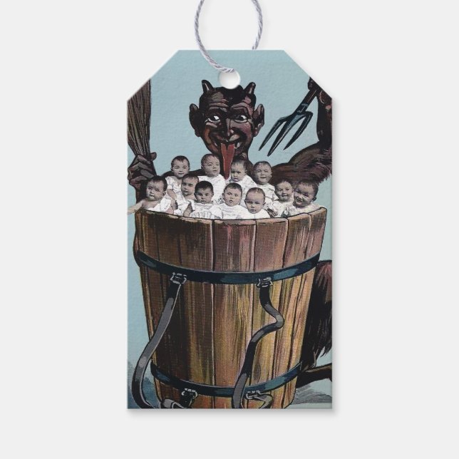 Vintage Krampus Geschenkanhänger (Vorderseite)