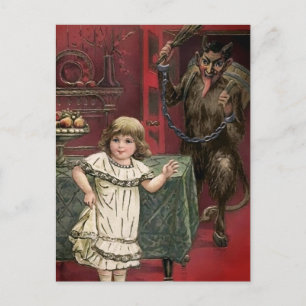 Vintage Krampus und Kind Postkarte
