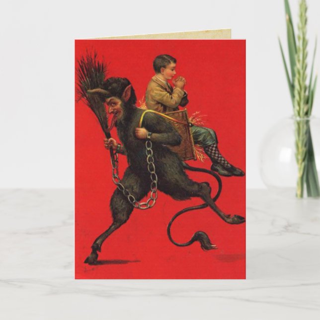 Vintage Krampus Weihnachtskarten Feiertagskarte (Vorderseite)